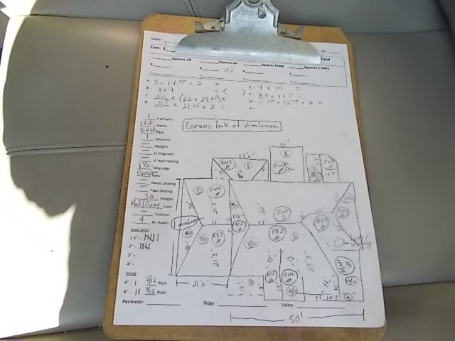 Sketch of the roof area for repair planning.