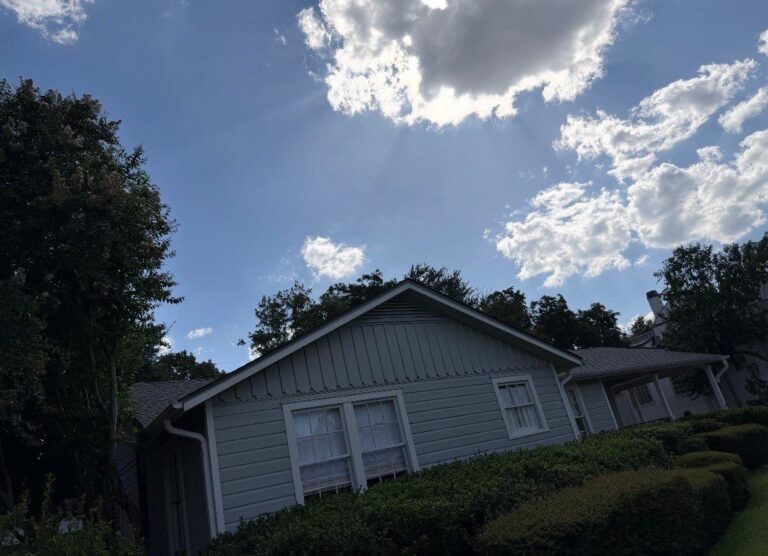 Side view showing the existing roof condition