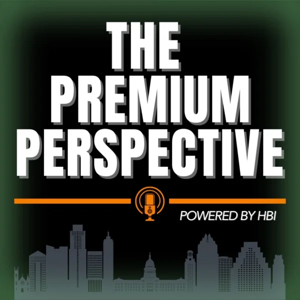 The Premium Perspective podcast official show artwork, featuring an episode with Nick Riley of Driftwood Builders Roofing.